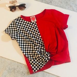 Red black&White checkered twist tie top
